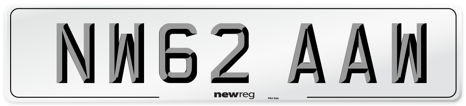 NW62 AAW Number Plate from New Reg